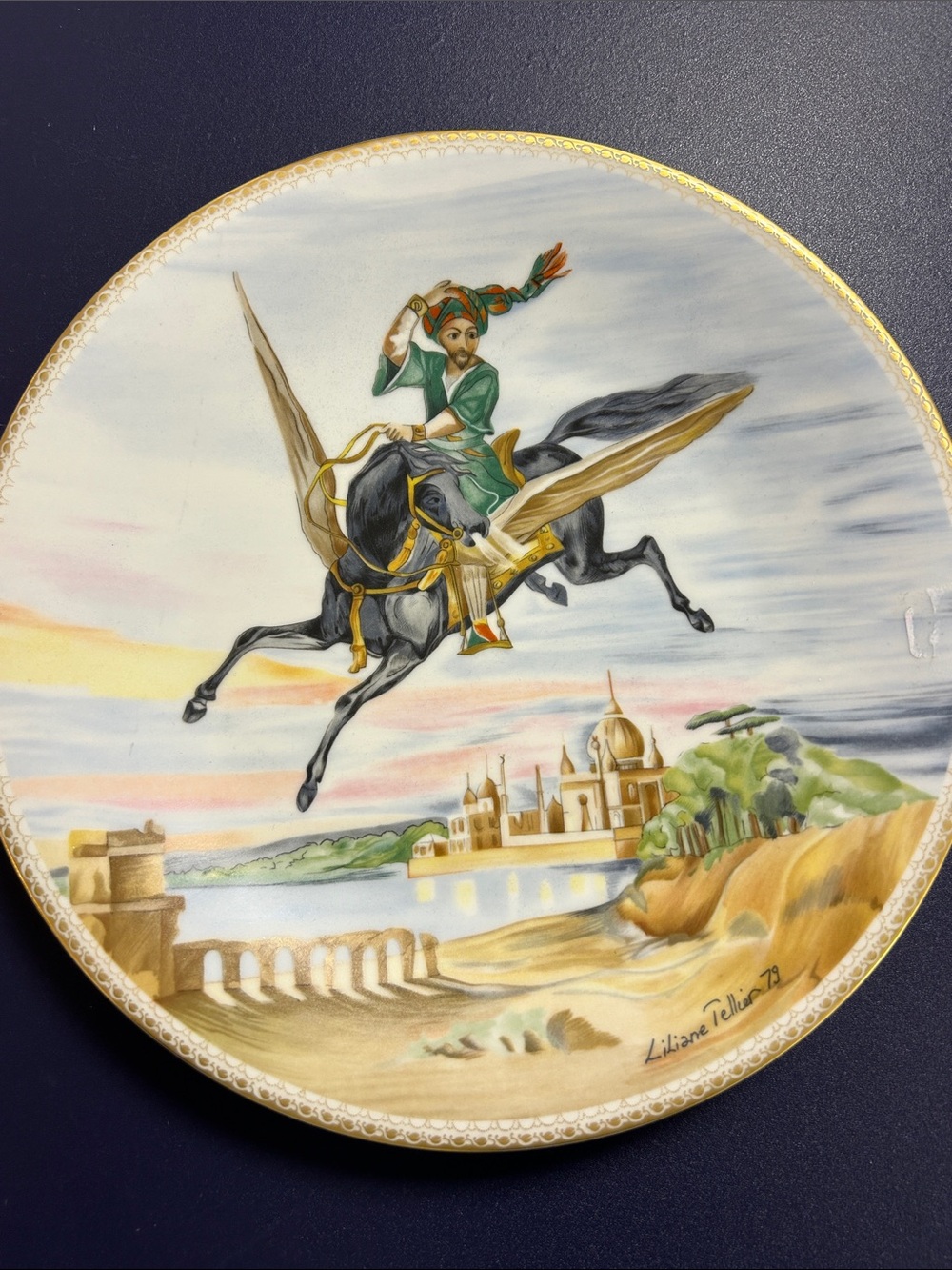 Haviland Limoges Hand-Painted Flying Horse Decorative Plate - Multicolor image 2